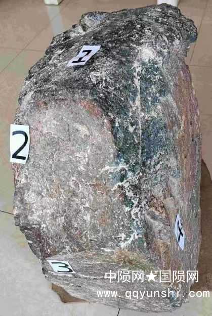 陨石的7个断面有五种表面特征。标签所示，1是一种特征，2和3是一种特征，4和5是一种特征，6是一种特征，底 ...